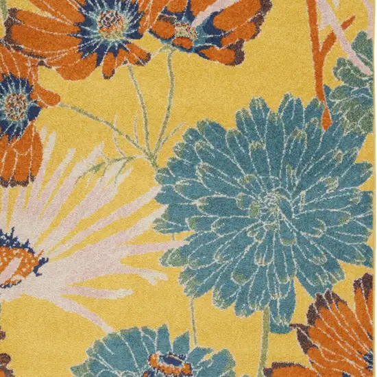 Yellow Floral Power Loom Area Rug Photo 9