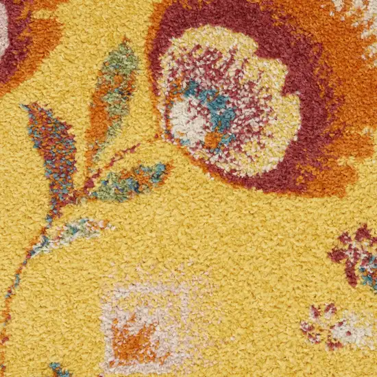 Yellow Floral Power Loom Area Rug Photo 5