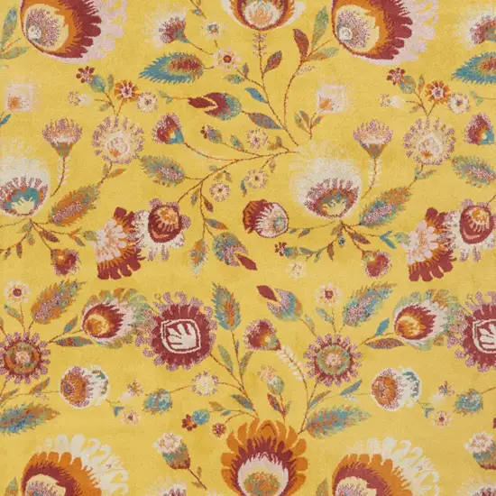 Yellow Floral Power Loom Area Rug Photo 9