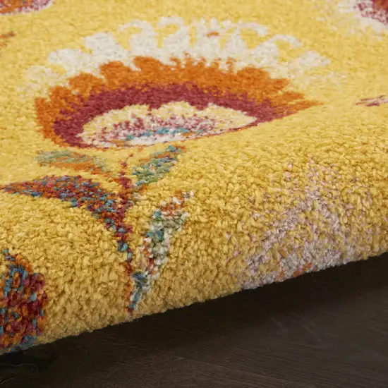 Yellow Floral Power Loom Area Rug Photo 7