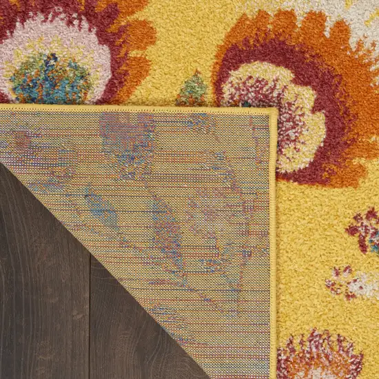 Yellow Floral Power Loom Area Rug Photo 6