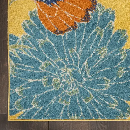 Yellow Floral Power Loom Area Rug Photo 4