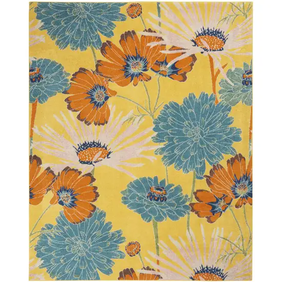 Yellow Floral Power Loom Area Rug Photo 2