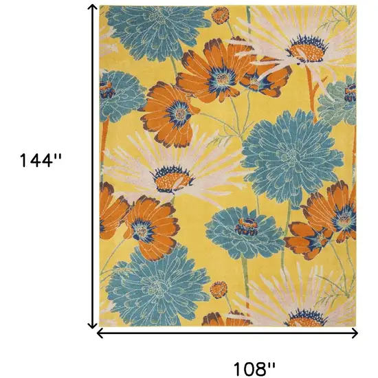 Yellow Floral Power Loom Area Rug Photo 3