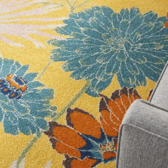 Yellow Floral Power Loom Area Rug Photo 8