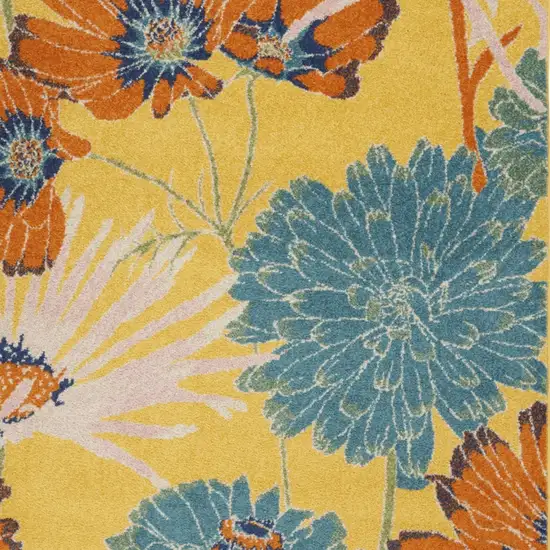 Yellow Floral Power Loom Area Rug Photo 9