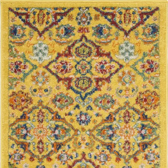 Yellow Floral Power Loom Area Rug Photo 4