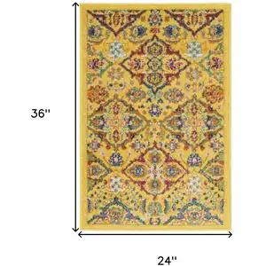 Photo of Yellow Floral Power Loom Area Rug