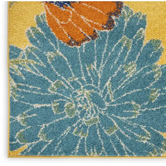 Yellow Floral Power Loom Area Rug Photo 9