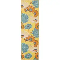 Photo of Yellow Floral Power Loom Runner Rug