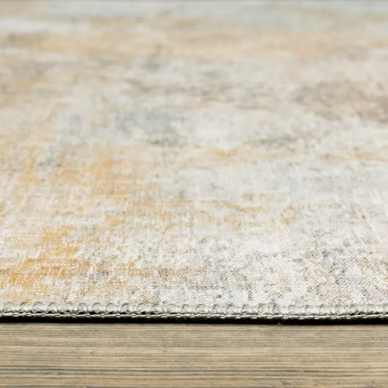 Yellow Gold Blue Green Brown Grey And Beige Abstract Power Loom Stain Resistant Area Rug Photo 4