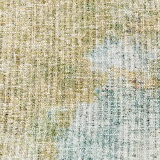 Yellow Gold Blue Green Brown Grey And Beige Abstract Power Loom Stain Resistant Area Rug Photo 9