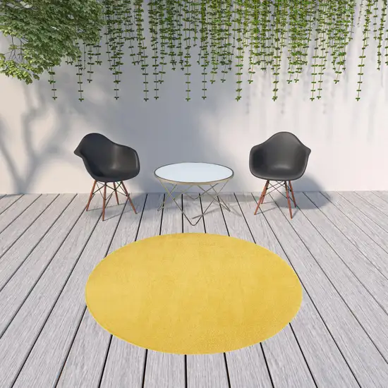 Yellow Round Non Skid Indoor Outdoor Area Rug Photo 2