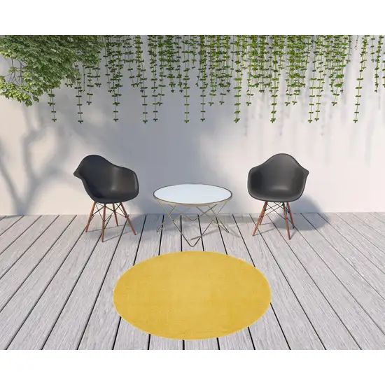 Yellow Round Non Skid Indoor Outdoor Area Rug Photo 2