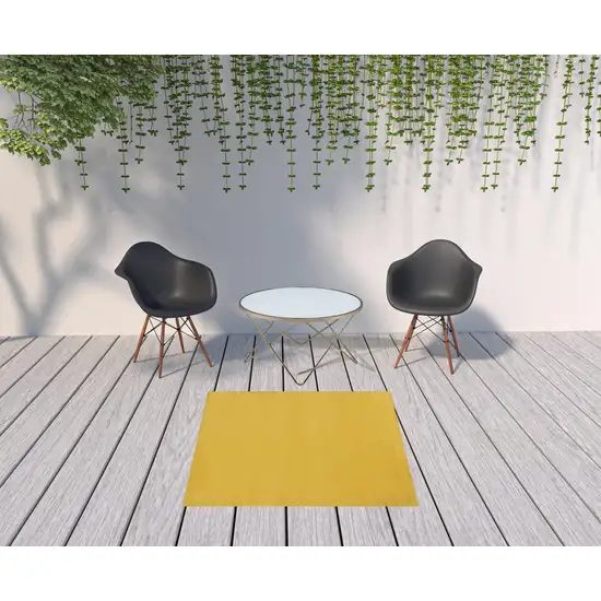 Yellow Square Non Skid Indoor Outdoor Area Rug Photo 2