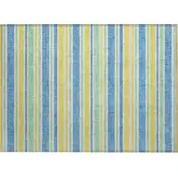 Photo of Yellow Striped Washable Non Skid Indoor Outdoor Area Rug