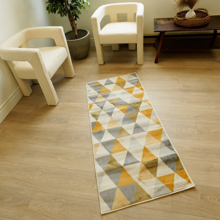 Yellow Triangular Lattice Area Rug Photo 2