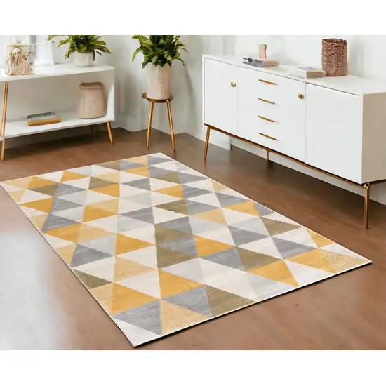 Yellow and Ivory Geometric Area Rug Photo 1