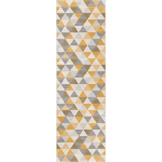 Yellow Triangular Lattice Runner Rug Photo 7