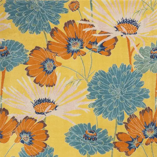 Yellow Tropical Floral Power Loom Area Rug Photo 9