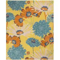 Photo of Yellow Tropical Floral Power Loom Area Rug