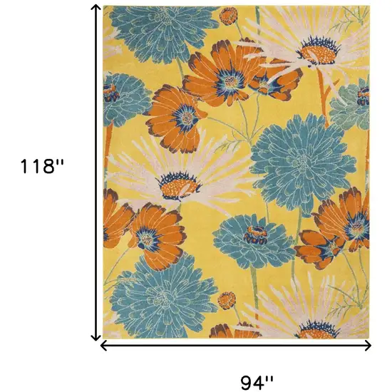 Yellow Tropical Floral Power Loom Area Rug Photo 3