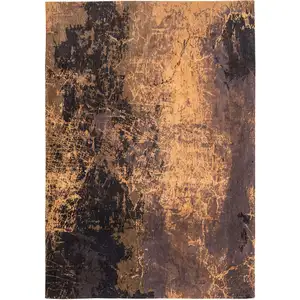 Photo of Yellow and Brown Abstract Non Skid Area Rug