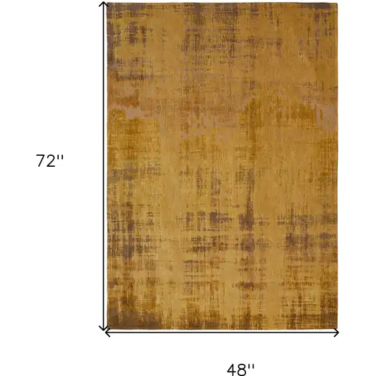 Yellow and Brown Abstract Non Skid Area Rug Photo 3