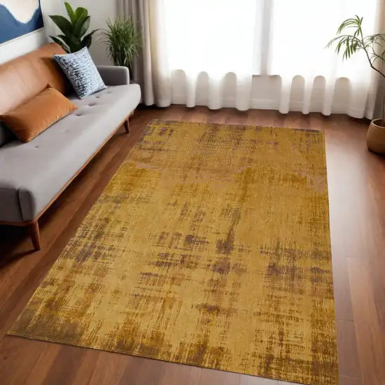 Yellow and Brown Abstract Non Skid Area Rug Photo 1