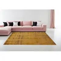 Photo of Yellow and Brown Abstract Non Skid Area Rug