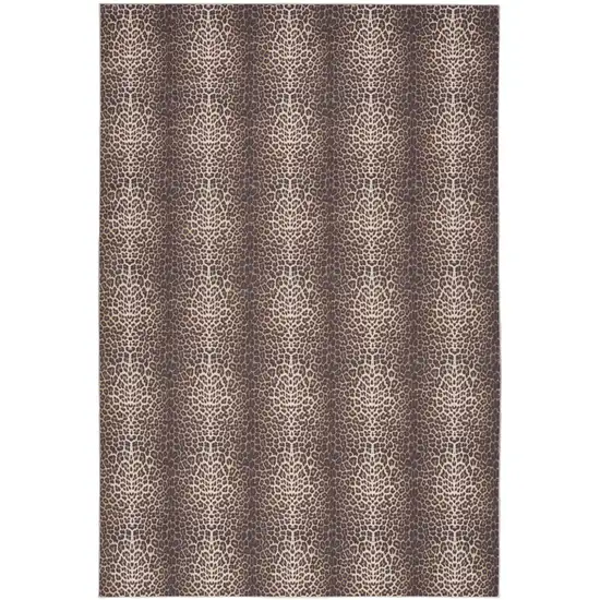 Yellow and Brown Leopard Print Power Loom Washable Non Skid Area Rug Photo 2