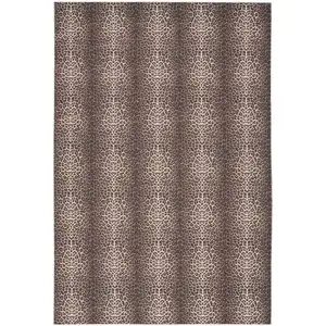 Photo of Yellow and Brown Leopard Print Power Loom Washable Non Skid Area Rug