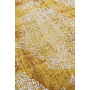 Photo of Yellow and Brown Oriental Non Skid Area Rug