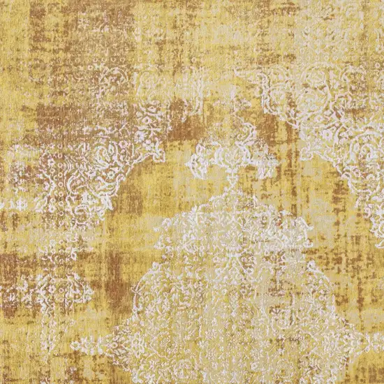 Yellow and Brown Oriental Non Skid Area Rug Photo 6