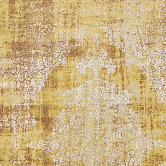 Yellow and Brown Oriental Non Skid Area Rug Photo 6