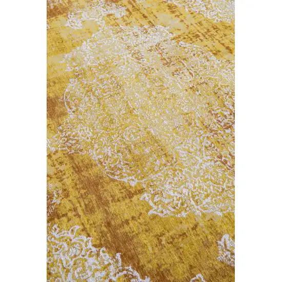 Yellow and Brown Oriental Non Skid Area Rug Photo 4