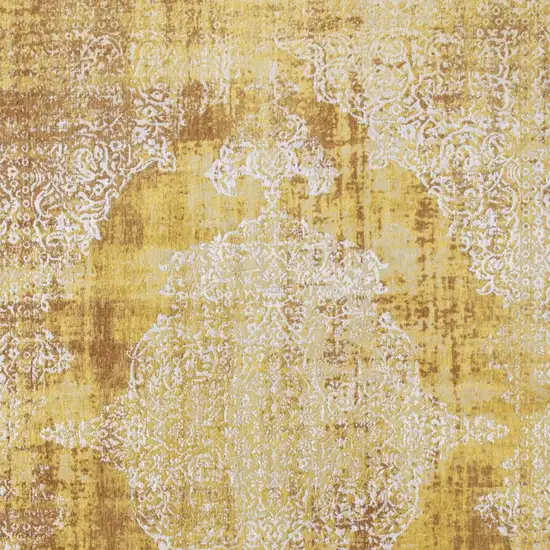 Yellow and Brown Oriental Non Skid Area Rug Photo 6