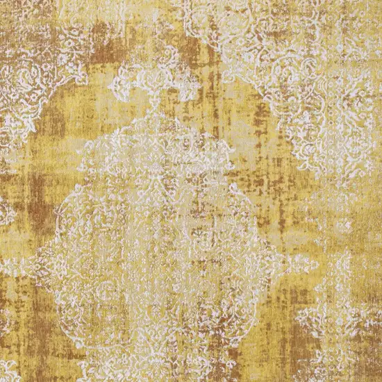 Yellow and Brown Oriental Non Skid Area Rug Photo 6