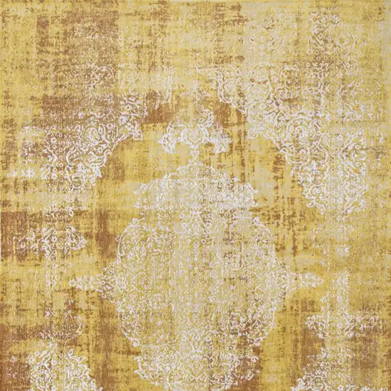 Yellow and Brown Oriental Non Skid Area Rug Photo 7