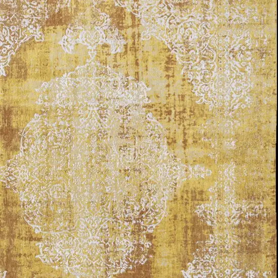 Yellow and Brown Oriental Non Skid Area Rug Photo 6