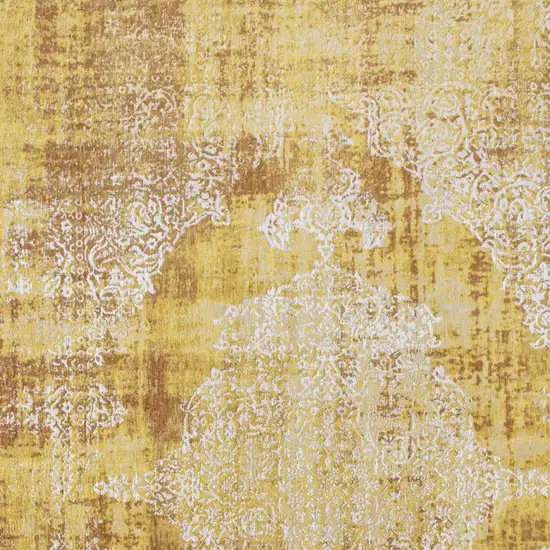 Yellow and Brown Oriental Non Skid Area Rug Photo 6