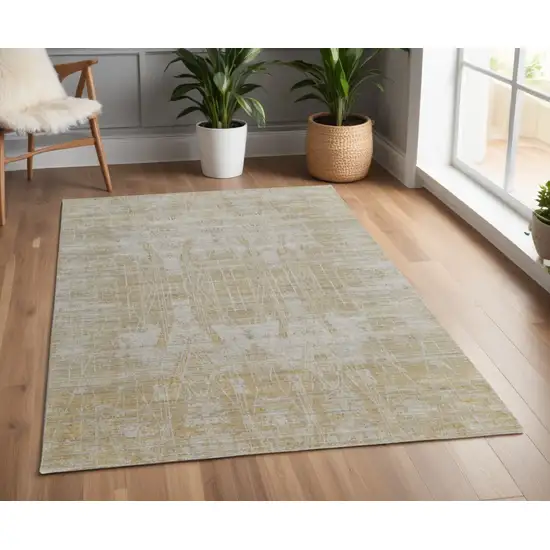 Yellow and Ivory Abstract Hand Woven Area Rug Photo 1