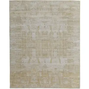 Photo of Yellow and Ivory Abstract Hand Woven Area Rug