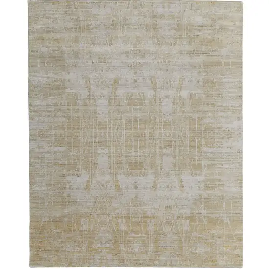 Yellow and Ivory Abstract Hand Woven Area Rug Photo 4