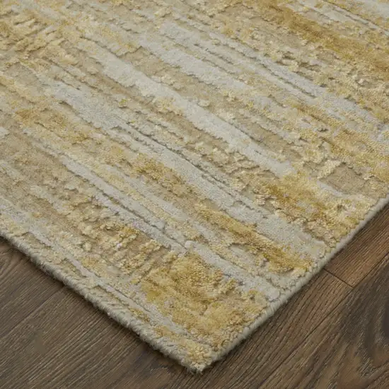 Yellow and Ivory Abstract Hand Woven Area Rug Photo 6