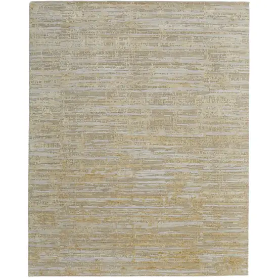 Yellow and Ivory Abstract Hand Woven Area Rug Photo 5