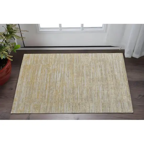 Yellow and Ivory Abstract Hand Woven Area Rug Photo 1