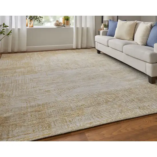 Yellow and Ivory Abstract Hand Woven Area Rug Photo 7