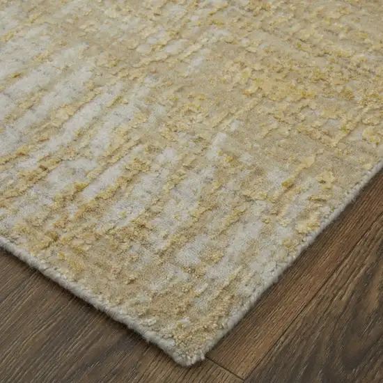 Yellow and Ivory Abstract Hand Woven Area Rug Photo 6