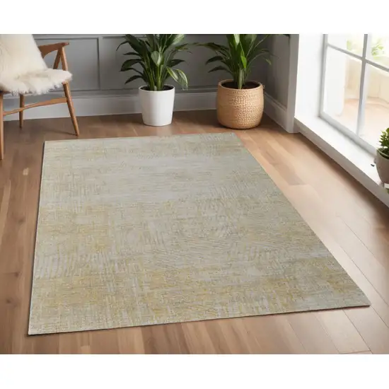 Yellow and Ivory Abstract Hand Woven Area Rug Photo 1